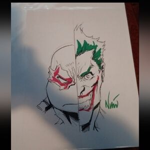 T.M.N.T. Raphael/Batmans Joker Original Sketch By Eddie Nunez Signed With COA